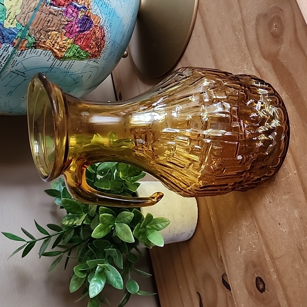 Vintage textured amber glass pitcher Italy - Picture 4 of 10